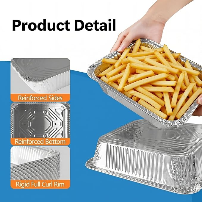 9x13 Thickened Aluminum Foil Pans, 30Pack Extra Deep Disposable Aluminum Pans for Roasting, Baking, Cooking, Food Prep, Chafing, Steam Table, Oven, Cake, and Party Catering.