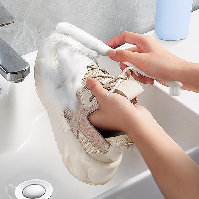 Professional Cleaning Shoe Brush, Multifunctional Ergonomics Handle Shoe Brush Cleaner, Soft Bristle Shoes Cleaning Scrubber (Both-end Brush)