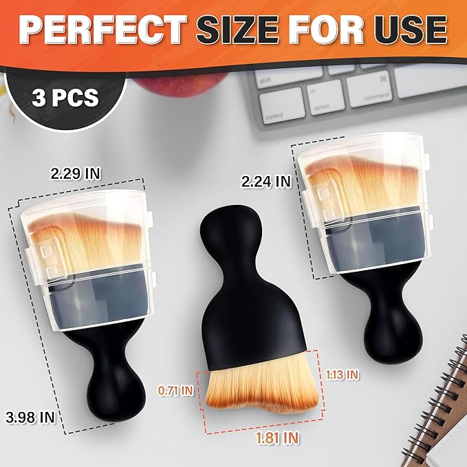 3 Pcs Car Detailing Brush Set – Curved Radian Design Car Cleaning Brush Interior Kit with Soft Bristles, Transparent Case, Sturdy Plastic Handle, Waterproof Auto Detailing Brushes for Versatile Use