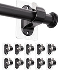 ANDGOO 10 Pack No Drill Curtain Rod Brackets, Renter Friendly Self Adhesive Curtain Rod Holders, Heavy Duty No Drilling Curtain Rod Hooks for Apartment Bedroom Bathroom Dorm Classroom Kitchen (Black)