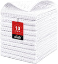 HOMEXCEL Waffle Weave Microfiber Towel, 10 Pack Lint Free Cleaning Rags, 12 x 12 Inches Barista Towels, Reusable Microfiber Cleaning Cloth for Household, Kitchen, Glass and Window, White