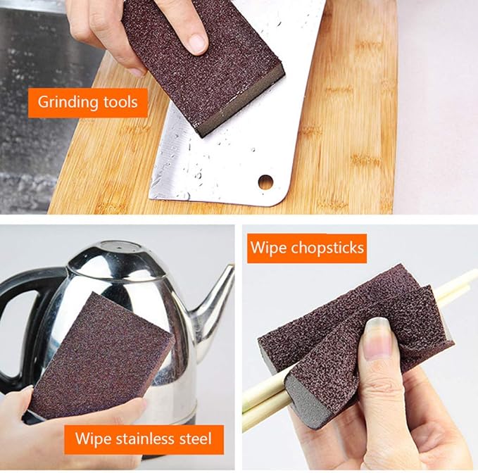 6-Pack Nano Emery Sponge Brush Eraser Scrub, Carborundum Cleaning Sponge Brush Household Cleaning Tools Cotton for Removing Rust Cleaning Kitchen Supplies