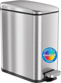 iTouchless 1.32 Gallon / 5 Liter Bathroom Trash Can with Lid, Slim Stainless Steel Step Garbage Can, Soft Close Small Wastebasket with Removable Inner Bucket for Kitchen, Powder Room, Dorm, Silver
