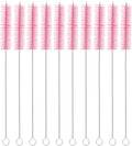 uxcell 10Pcs Drinking Straw Cleaning Brushes, 8" x 5/8" Nylon Bristles Long Straw Brush Pipe Cleaner for Washing Straws Pot Spout, Sippy Cup, Bottle and Tube (Pink)