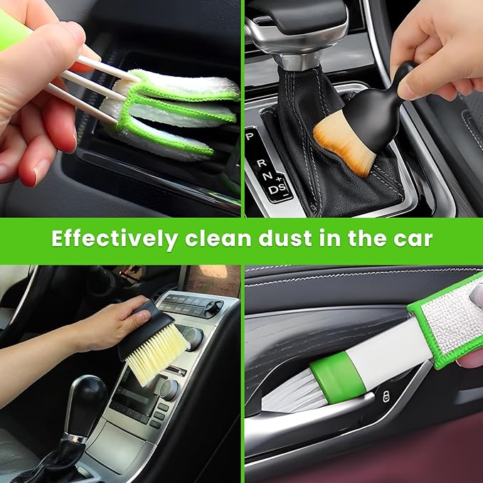 11 Pcs Car Interior Detailing Brush Set, Car Interior Soft Cleaning Brush for Interior Automotive Air Vent, Dashboard, Leather, Wheel, Air-Conditioning Outlet Cleaning