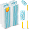 80 Count Duster Refills with 1 Short Handle & 3 ft Extendable Handle, Compatible with Swiffer Duster, 180° Disposable Microfiber Cleaning Dusters, Unscented