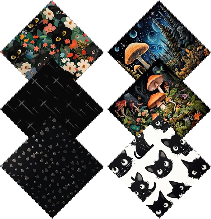 6 PCS Glasses Cleaning Cloth Eyeglass Lens Microfiber Cleaning Cloth Reusable Phone Screens Camera Cute Aesthetic Women Girls(6.3"x6.3")-Mushrooms Cat