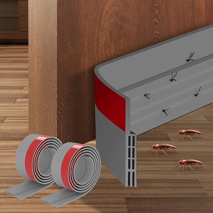 Ainiv 2 Pack Door Draft Stopper Under Door Seal, 2" W x 39" L Cutable Soundproof Door Seal, Adhesive Under Door Sweep for Exterior & Interior Doors Dust and Noise Insulation Weather Stripping-Grey