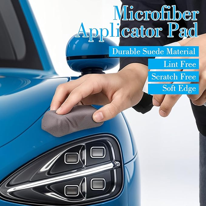 24 Pack Microfiber Applicator Pads Suede Detailing Sponges for Ceramic Coating, Wax & Spray Application on Cars, Trucks, RVs, SUVs, Metal & Plastic Trim Surfaces