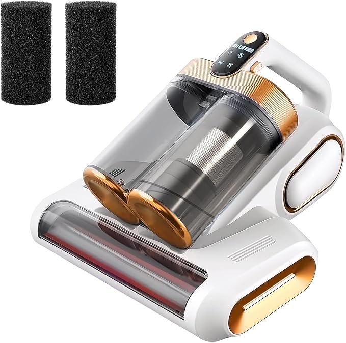 Mattress Vacuum Cleaner, Bed Vacuum Cleaner with HEPA Filter, 13Kpa Suction, UV-C Light, Double Cup Handheld Vacuum for Bed, Sofa, Pillows, Cribs (120W Wireless)