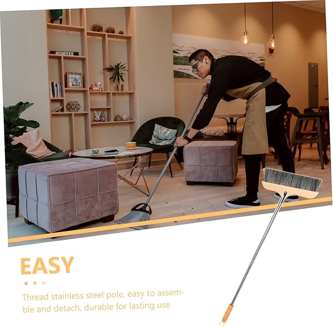 Broom Long Handle Soft Bristle Sweeper Indoor Floor Brush Hair Broom for Kitchen and Home