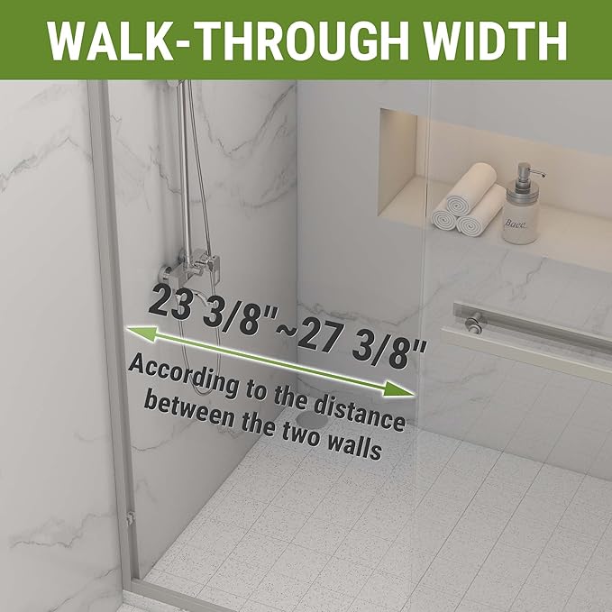 Tub Shower Door 56-60" W x 60" H,Brushed Nickel Bathtub Door with 1/4"(6mm) Tempered Glass,Bathtub Shower Door Easy to Clean