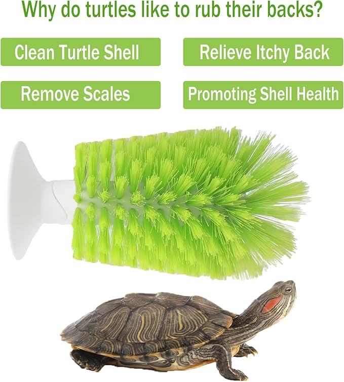 Turtle Scrub Brush, Turtle Scratches Back Brush Turtle Shell Clean Brush with Suction Cup Turtle Exfoliate Brush Tank Tortoise Brush for Remove Turtle Shell Scutes Mud Dirt