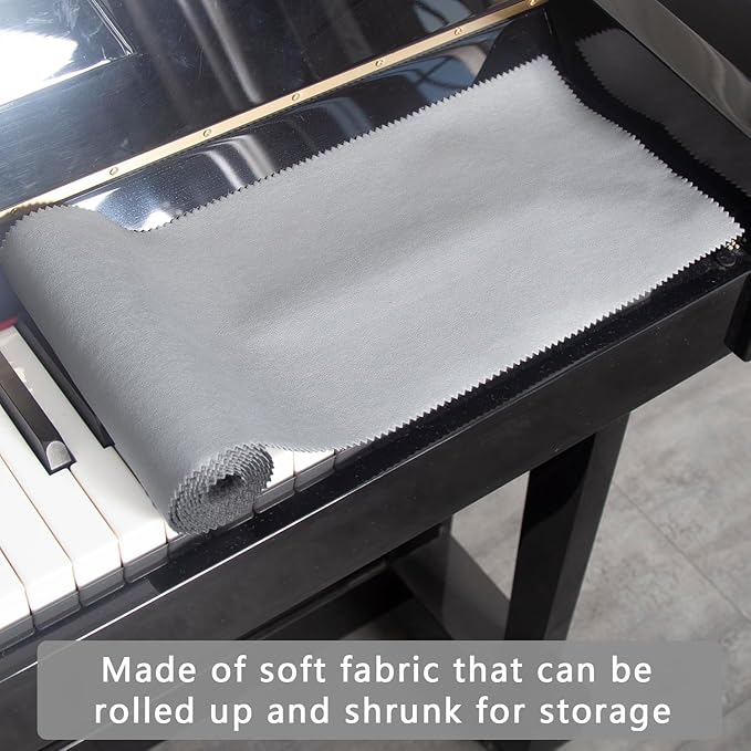 Piano Keyboard Anti-Dust Cover High Technology Fabric Key Cover Cloth Fit For Upright Piano, Electric Piano & Grand piano (Dark blue) (Gray)