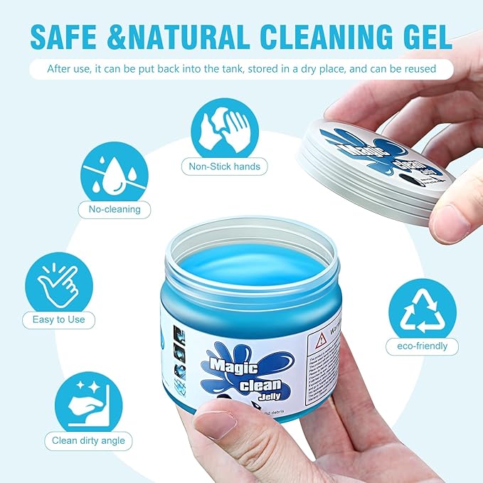 DNA MOTORING 2 Pack Car Cleaning Gels Auto Detailing Tools Cleaning Putty Car Interior Cleaner, Car Jelly Cleaner, Keyboard Cleaner, Car Cleaning Supplies Car Gifts for Men Women,Blue+Red, TOOLS-00147
