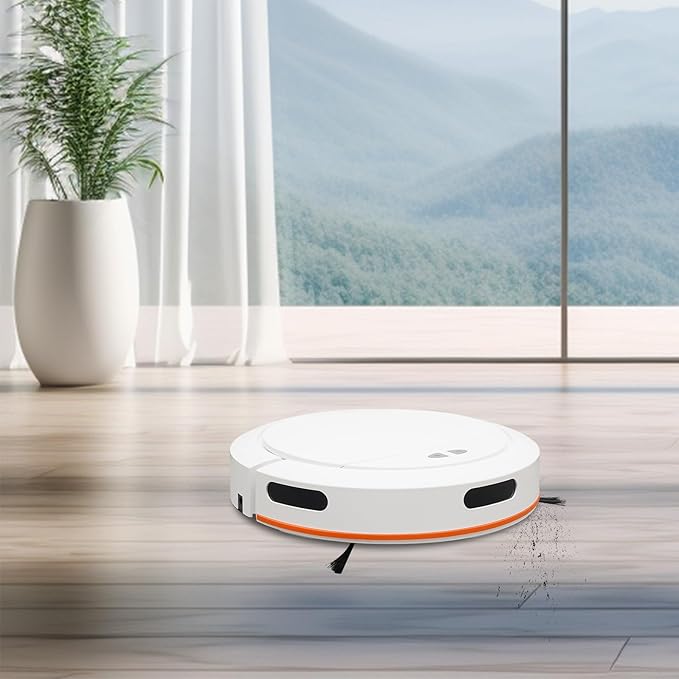 Robot Sweeping Machine, 3-in-1 Sweeping Machine, Robot Vacuum Cleaner, Cordless Sweeping Machine, Push Button/APP Control, 3-Cleaning Mode, for Pet Hair, Hard Floor, Low Carpet (White)