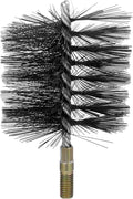 RattanView 4 Inch Double Spiral Flue Brush Round Chimney Cleaning Brush with 1/4" Npt Fitting for Chimneys Stove Pipes Cleaning Accessories