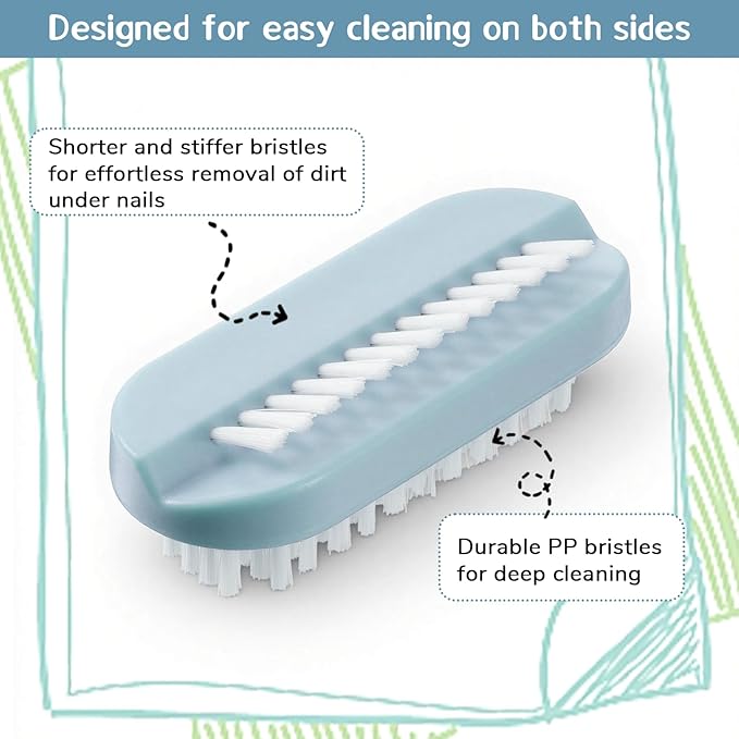 4 Pack Nail Brush for Cleaning Fingernails, Two Sided Fingernail Scrub Brush Soft Stiff Bristles Nails Scrubber Brushes Hand Nail Cleaning Brushes for Hands, Toes Men, Women