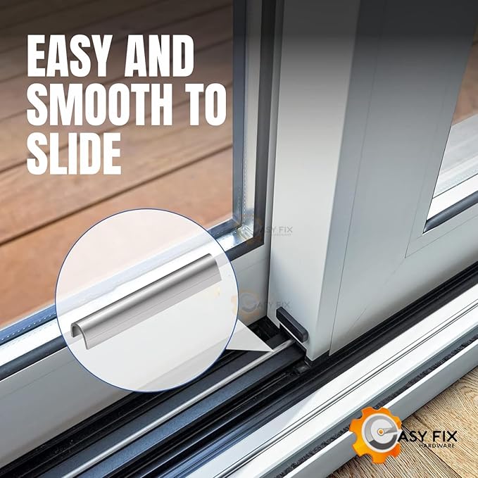 Snap On Repair Track Cover 1/4" for Sliding Patio Glass Doors | Sliding Door Repair Replacement Hardware Repair Stainless Steel | Fix Sliding Glass Door (6 Feet, 2-Pack)