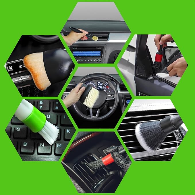 11 Pcs Car Interior Detailing Brush Set, Car Interior Soft Cleaning Brush for Interior Automotive Air Vent, Dashboard, Leather, Wheel, Air-Conditioning Outlet Cleaning