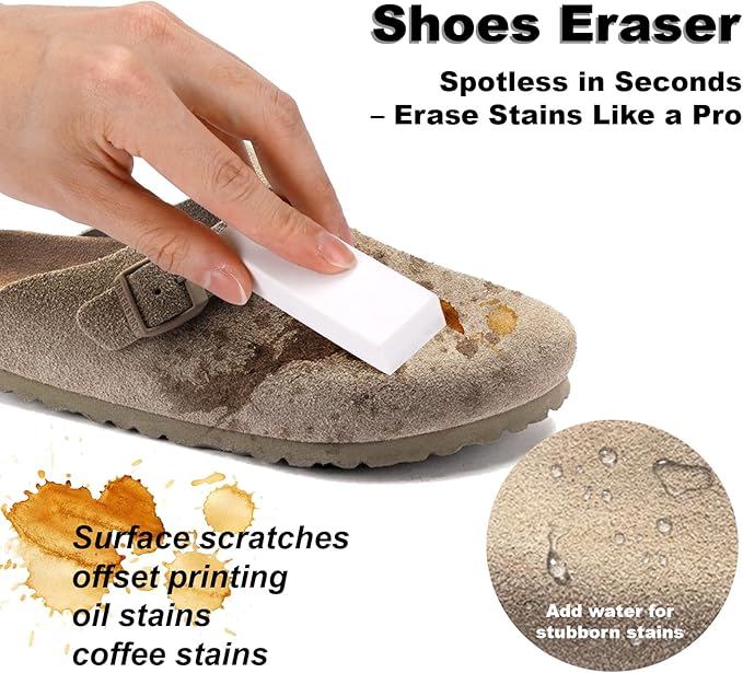 XANGNIER Shoes Cleaning Brush Kit for Birkenstock, 3PCS Suede & Nubuck Care Set with 2-in-1 Shoe Cleaning Brush & Eraser for Birkenstock Sandals,Clogs,Leather Footbeds & More,Ultimate Maintenance Tool