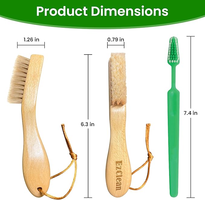 Natural Boar Bristle Laundry Brush, Perfect for Shoes & Delicate Fabrics, Scrubbing Tough Stains