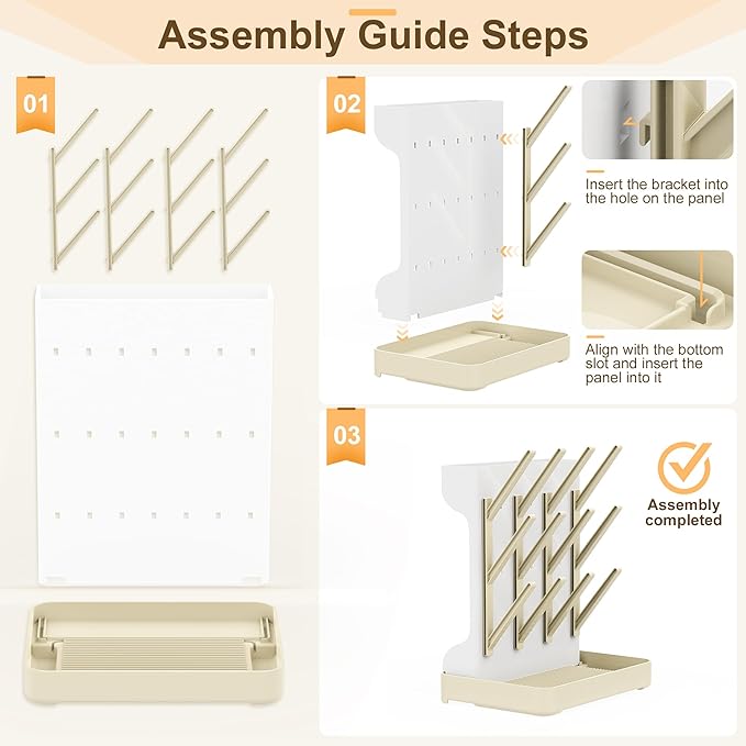 Baby Bottle Drying Rack: Vertical Space Saving Countertop Drying Rack - BPA-Free Baby Accessories Storage Stand Organize Brushes Pacifiers on Countertop - Elegant Grey