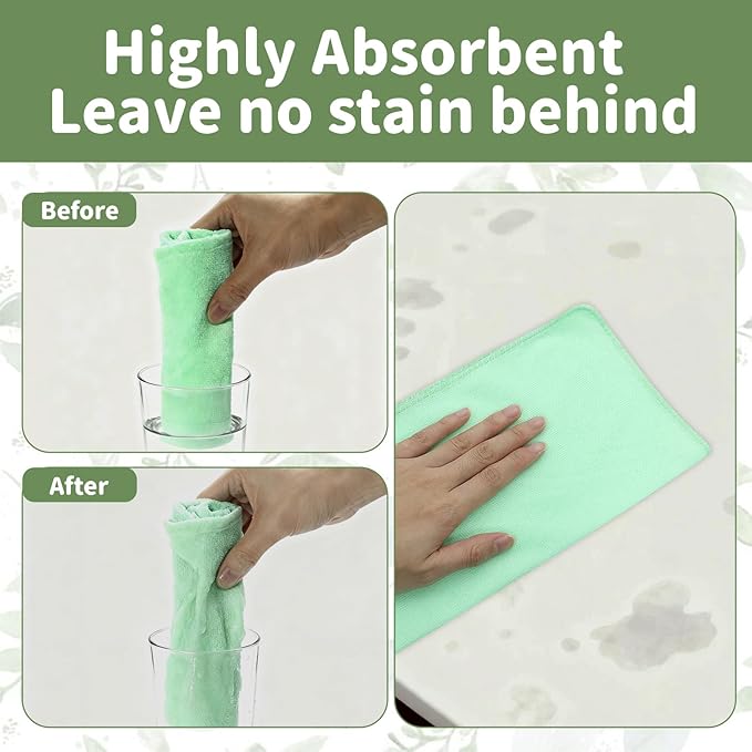 25 Pack Microfiber Cleaning Cloths（11.8x11.8In），Thin Microfiber Towels Bulk, Towels for Home，Kitchen,Cars，Cleaning Rags 5 Colors，Quick-Dry,Lint-Free