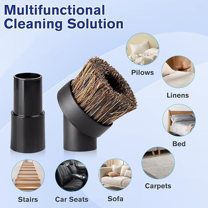 Round Soft Horse Hair Vacuum Brush Attachment For Shark Vacuum Brush Attachment With 1-1/4" to 1-3/8" Hose Adapter, Vacuum Attachments & Brushes For Shark Vacuum Attachments, Deep Car Upholstery & Nar