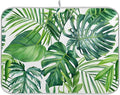 Tropical Palm Leaves Dish Drying Mat for Kitchen Counter Green Monstera Leaf Absorbent Microfiber Drying Pad, Medium 16x18 in, Reversible Drainer Mats