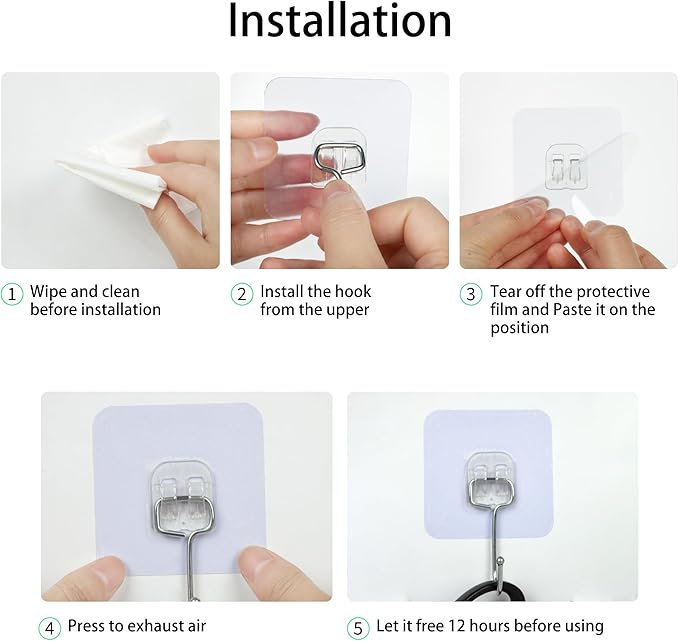 Aynoo Large Adhesive Hooks,Adhesive Towel Coat Hooks for Hanging Heavy Duty Wall Sticker,10Packs,13lb(Max)