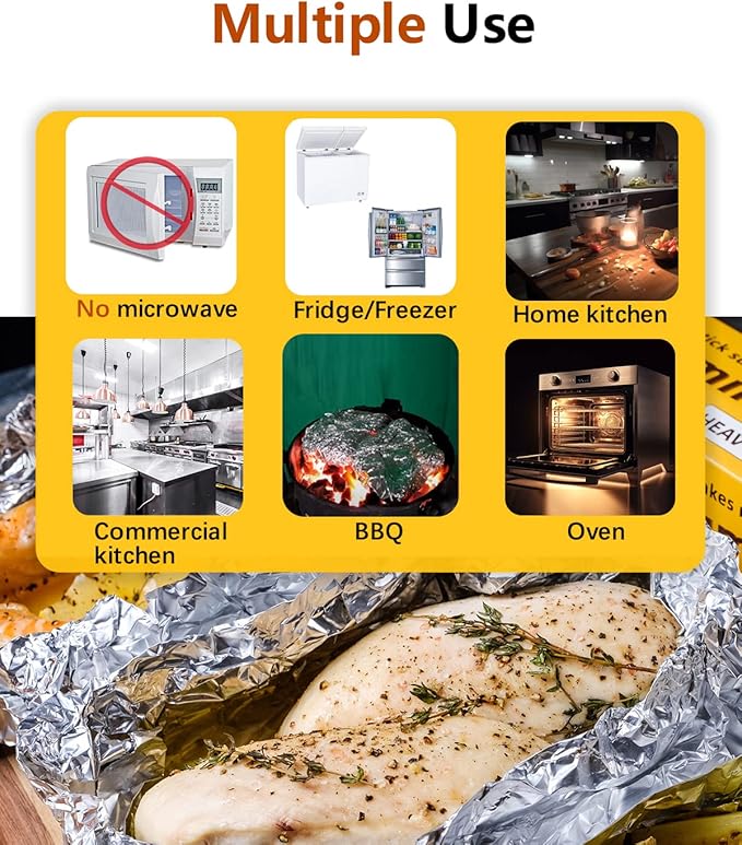 Katbite Aluminum Foil Heavy Duty 17.7 Inch Wide, 30 Micron Thick Strong Heavy Duty Foil Aluminum Roll Wrap for Commercial Catering, Grilling, Roasting, Baking, Home Cooking, 17.7"x525s.f