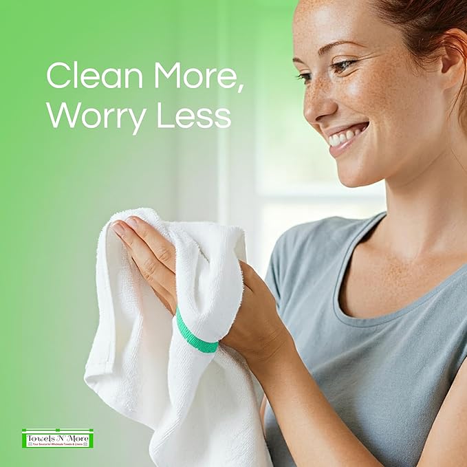 Towels N More 24 Pack 16x19 Bar Mop Towels High Absorbent Cotton Reusable Kitchen Towels - Quick Drying Towels for Chef, Cook, Home, Restaurant, Bar Glass Cleaning Towels (24, Green Stripe)