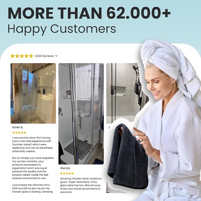 Shiny Wipes XL Drying Towel, The Original, Ultra Absorbent Twisted-Loop Design, Streak-Free Drying Towel, Shiny Wipes Shower Cleaning Cloths (1 Towel)