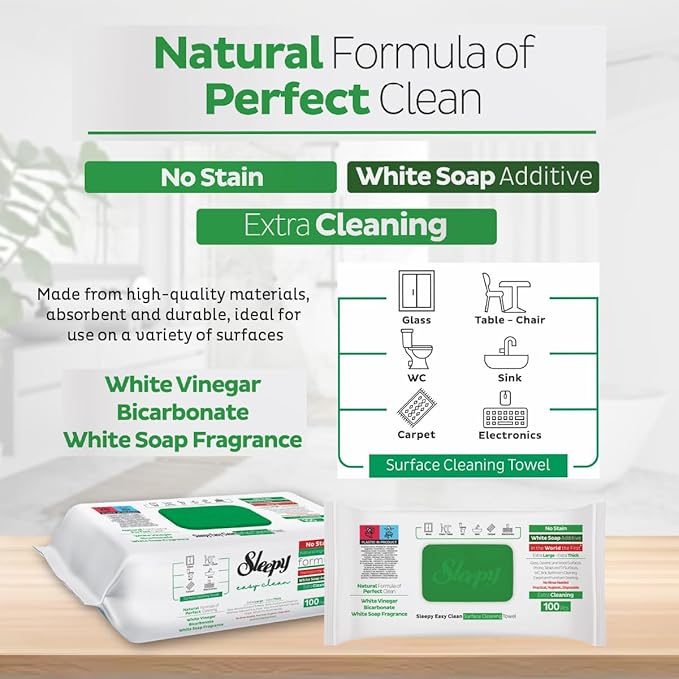 Sleepy Easy Clean All Purpose Cleaning Wet Wipes, Disposable Multi Surface Cleaner Towel 8.5"" x 10"" Large and Thick
