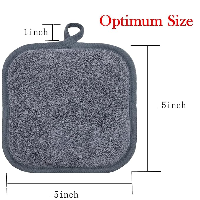 Makeup Remover Cloths for Face, Eye, Lips - Reusable Makeup Remover Pads Soft Microfiber Facial Cleansing Cloths 5 x 5inch 12 Pack (Gray)