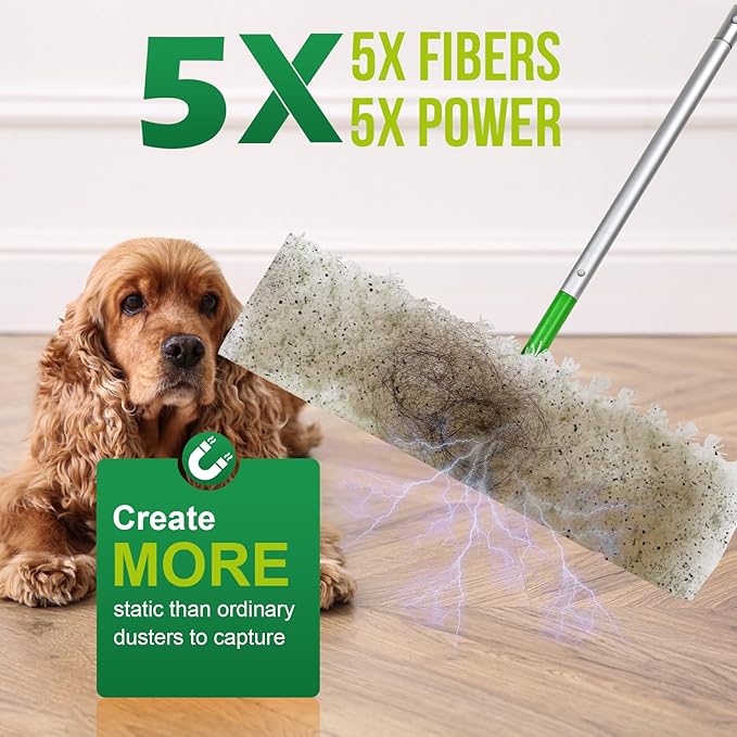 XL Heavy Duty Dry Sweeping Cloths Compatible with Sweeper Mop, Microfiber Duster Mop Pads Refills for Cleaning Hardwood Floor Dust and Pet Hair, Disposable (60 Count)
