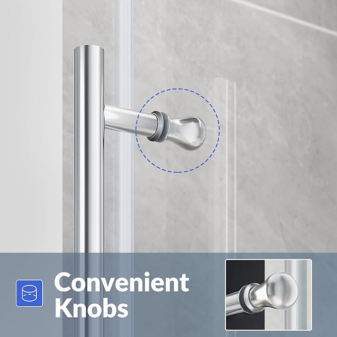 SUNNY SHOWER Frameless Shower Door 60" W x 72" H, Single Sliding Shower Glass Door, 5/16" Tempered Glass, Bathroom Sliding Door in Chrome Finish