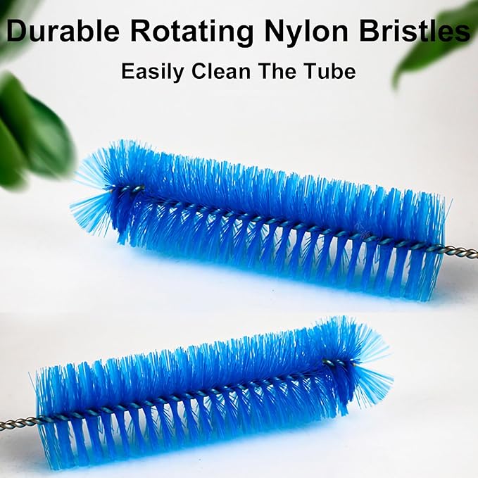 Flexible Long Drain Brush, 66 Inch Double Elastic Ended Nylon Cleaner Pipe Brush, and 2 PCS of 8 Inch Straw Cleaner Brush, Pipe Cleaners Brush Tool Kits (Blue + White)