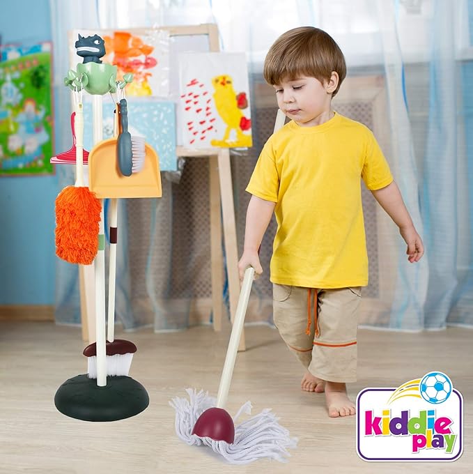 Toddler Cleaning Set for Kids, Pretend Play Cleaning Toy with Broom, Mop, Dustpan & Accessories