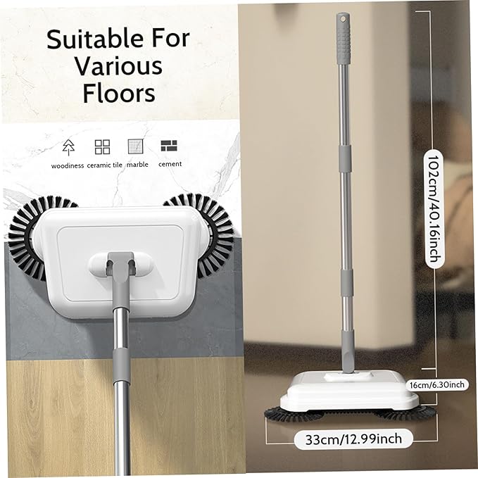 Carpet Sweeper Manual Floor Sweeper 2-in-1 360° Rotating Hand Push High Efficient Carpet with Long Handle Hanging Manual Vacuum for Home Office