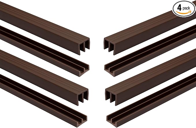 1/4" Panel Sliding Door Track - 36" Brown Plastic Upper & Lower Set, USA Made, Pack of 4 - Outwater
