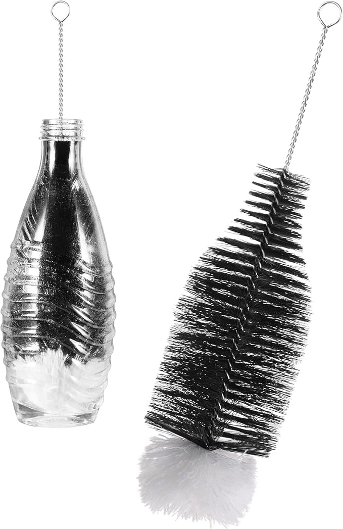 kwmobile Bottle Brush Compatible with SodaStream Crystal 2.0, DUO and Terra - 14" (36 cm) Cleaning Brush Dishwasher-Safe - Black/White