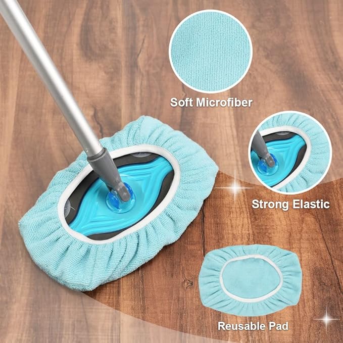 Layers Sweeper Mop Starter Kit, Small Sweeping Flat Mop with 2 Reusable Microfiber Pads,30pcs Disposable Dry Cloths, Dust Mop for Hardwood Floor Cleaning