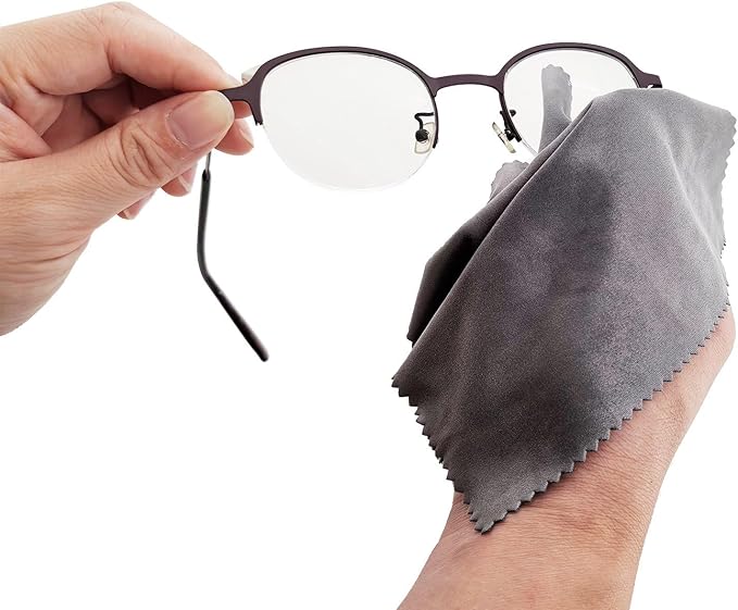 Microfiber Lens Cleaning Cloths - 12 Pack (6 Black + 6 Purple), 7x6 Inches, Individually Wrapped, Reusable, Lint-Free for Eyeglasses, Glasses, Phone Screen,Camera Lens, Watches & Electronics