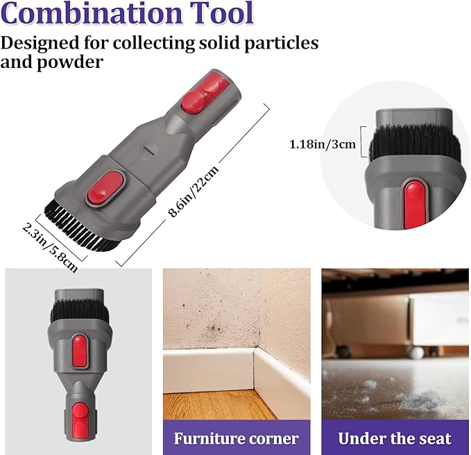 6 Pcs Vacuum Attachment Kit for Dyson V15, V12, V11, V10, V7, and V8 Cordless Vacuum Cleaners, Includes Hose, Crevice Tool, Mattress & Soft/Hard Brushes