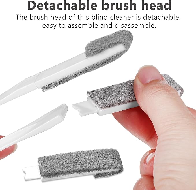 Blind Cleaner Duster Tool with 1 Clip and 6 Replaceable Brush Heads, Microfiber Fan and Window Blind Cleaning Brush for Household Dusting and Vent Maintenance