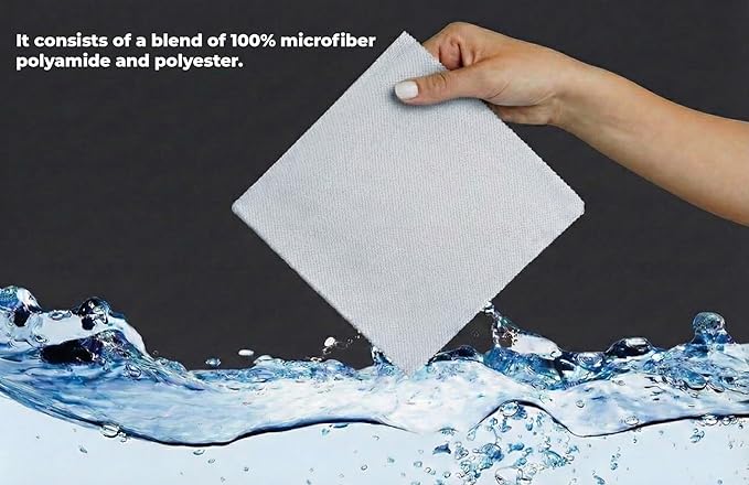 Microfiber Polyamide and Polyester Cleaning Cloth for Everywhere, Glasses, Screens & Delicate Surfaces – Soft, Camera Lens, Car Interior, Piano Black, Lint-Free, Reusable Zigzag Edge (Gray)