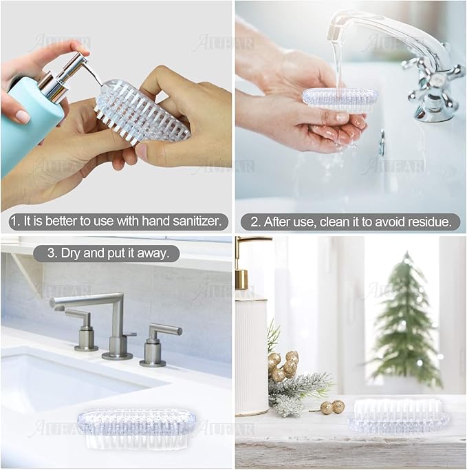 AUEAR, 4 Pack Plastic Fingernail Cleaning Brush Double-Sided Hand Nail Toe Scrubber for Men Women
