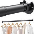 Closet Rods for Hanging Clothes, 17 to 39 Inches Stepless Adjustable Metal Closet Rod, 1.3 Inches Heavy Duty Clothes Hanging Rod for Closet Wardrobes Laundry RV, Black
